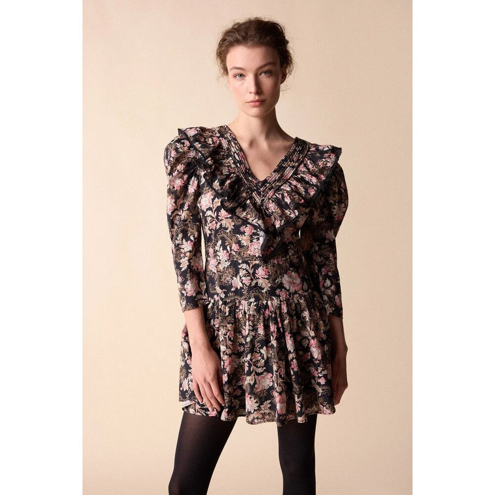 St. Roche Belladonna Floral Hatfield Mini Dress Size 2 $370 Organic Cotton - Picture 4 of 14